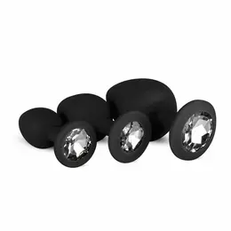 EasyToys Silicone Anal Trainer Set with Decorative Gem Black 3 pcs