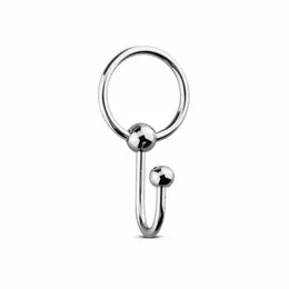 Sinner Gear Stainless Steel Glans Ring with Retention Plug, Silver, M