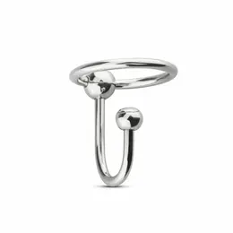Sinner Gear Stainless Steel Glans Ring with Retention Plug, Silver, M