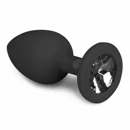 EasyToys Diamond Silicone Plug Small Black - Elegant Jewel Base Accessory