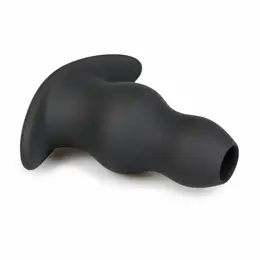 Ouch! Silicone Hollow Plug Medium - Soft Flexible Design, Black