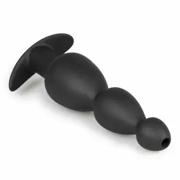 Sinner Gear Hollow Silicone Black Plug - Anatomical Design, Large