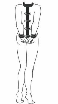 Ouch! Adjustable Faux Leather Neck & Wrist Bondage Set, Black