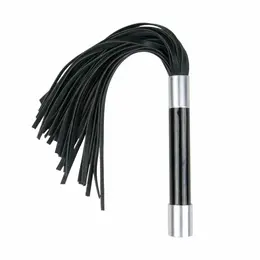 Kiotos Flogger with Metal Handle - Durable Faux Leather, Black, 45 cm