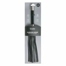 Kiotos Flogger with Metal Handle - Durable Faux Leather, Black, 45 cm