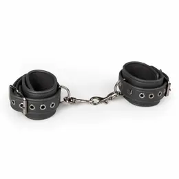 EasyToys Faux Leather Adjustable Handcuffs Black 11-28cm Soft Lining