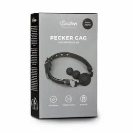 EasyToys Silicone Bead Gag Adjustable Strap Black 8718627528235