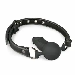 EasyToys Silicone System Ball Gag Adjustable 60 cm Black 9.5 cm Insertable