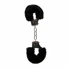 EasyToys Soft Plush Restraint Handcuffs Black Adjustable Lockable