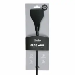 Ouch! Leather Black Whip with Long Handle and Metal Accents