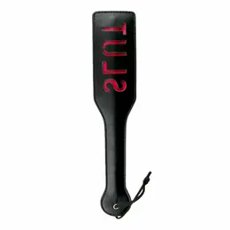 Ouch! Black Leather Impact Paddle with Red Inscription, Durable Design