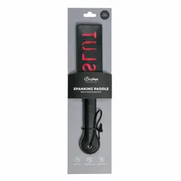Ouch! Black Leather Impact Paddle with Red Inscription, Durable Design