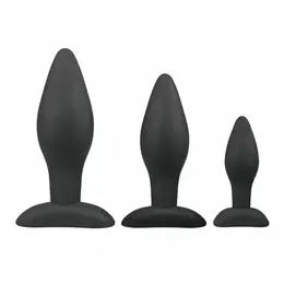 EasyToys Silicone Anal Training Plug Set Black - 3 Sizes, Flexible Design
