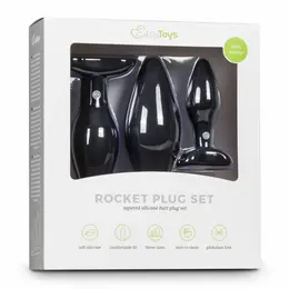 EasyToys Silicone Anal Training Plug Set Black - 3 Sizes, Flexible Design