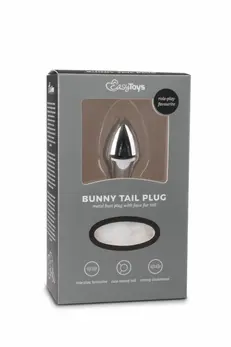 EasyToys Aluminium Plug with White Fluffy Bunny Tail - Medium Size