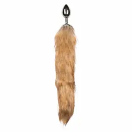 Rimba Aluminium Plug with Faux Fox Tail - Silver & Grey, Medium