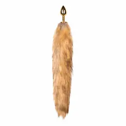 Rimba Aluminium Plug with Faux Fox Tail - Silver & Grey, Medium Size