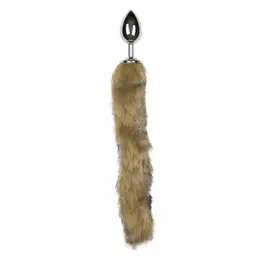 EasyToys Aluminium Fox Tail Plug Silver Faux Fur 40cm