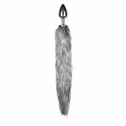 EasyToys Aluminum Plug with Faux Fox Tail - Silver Medium