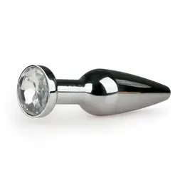 Sinner Gear Metal Plug Silver Large with Clear Crystal Accent