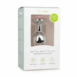 Rimba Metal Intimate Plug Silver-Pink Medium - Aluminum, Crystal Accent