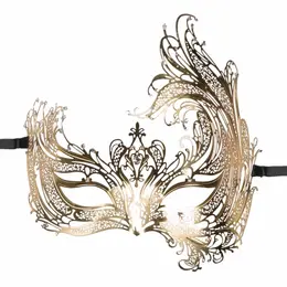 EasyToys Venetian Gold Metal Mask with Decorative Diamonds