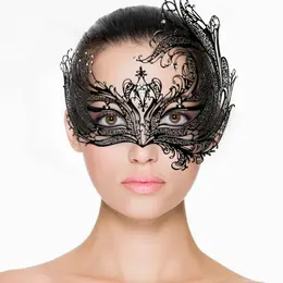 EasyToys Metal Eye Mask Black - Elegant Venetian Design