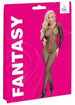 Fantasy Catsuit S-L Black Net Seamless Long Sleeve Bodysuit