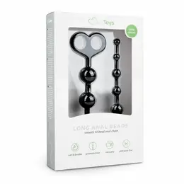 EasyToys Anal Beads Black 10-Piece Flexible Silicone Chain 34 cm