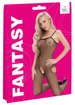 Fantasy Catsuit S-L Black Mesh Bodysuit with Cut-Out Details