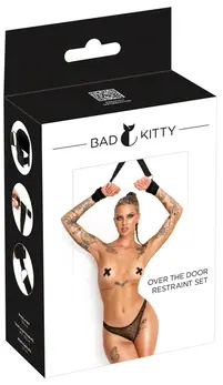 Bad Kitty Over the Door Restraint Set - Adjustable Black, Compact Design