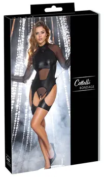 Cottelli Bondage Body Set S Matte & Net, Removable Accessories, Black