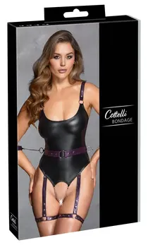 Cottelli Bondage Body M Matte Black & Purple Adjustable with Arm Restraints