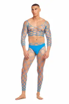 RAINBOW PARTY FUTURE MODE 3 PCS SET BLUE S/M - Vibrant Mesh Outfit