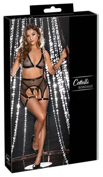 Cottelli Bondage Lingerie Set L - Net & Matte Look, Adjustable Cuffs