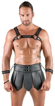 Svenjoyment Bondage Gladiator Set XL - Black Skirt & Chest Harness Kit