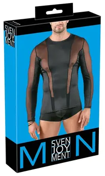 Svenjoyment Men's Black Long Sleeve Shirt with Net Inserts 2XL
