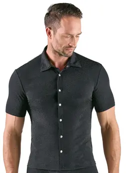 Svenjoyment Silver Lurex Look Shirt M - Shimmering, Stretch Fabric