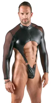 Svenjoyment Men's Body L Black Matte & Mesh Contrast, Zipped, Long Sleeve