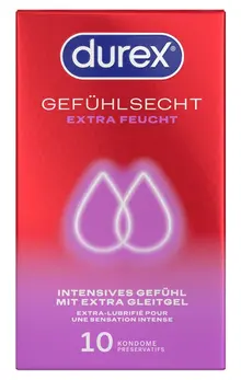 Durex Gefuhlsecht XtraFeucht 10pcs Anatomical Extra Lubricated Condoms