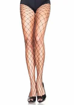 Leg Avenue Fence Net Pantyhose Black - Bold Mesh Design, One Size