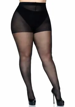 Plus Backseam Pantyhose Sheer Elegant Plussize Black 714718492728
