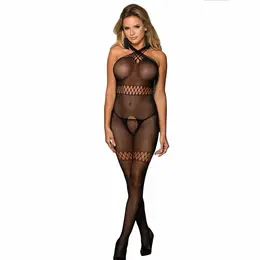 Subblime 951948 Bodystocking Black Fishnet Crossed Straps One Size