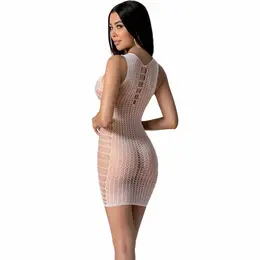 PASSION BS097 White Bodystocking One Size - Elegant Mesh Design