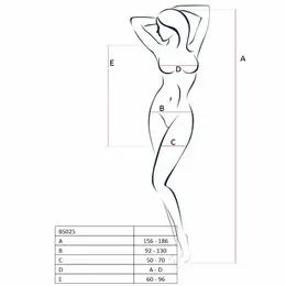 Passion BS025 Black Bodystocking Dress Style, Long Sleeves, One Size