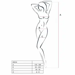 PASSION BS014 Red Fishnet Bodystocking - One Size, Open Design