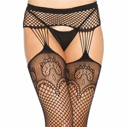 Leg Avenue Fishnet Stockings with Garter-Style Lines, One Size