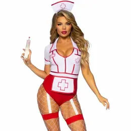 Leg Avenue Nurse Uniform Red/White S - Strapless Bodysuit Costume Set
