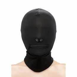 NS Novelties Fetish & Fashion Nylon Hood Black with Zippered Mouth Opening