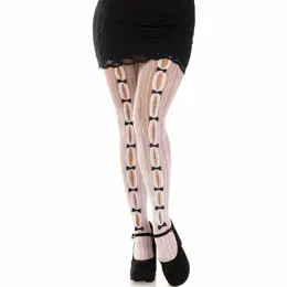 Leg Avenue Sweetheart Net White Stockings with Heart Openings & Bows One Size